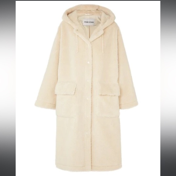 NWT Stand Studio Cream Oversized Teddy Hooded Coat - The Jessica Jacket - Picture 4 of 10